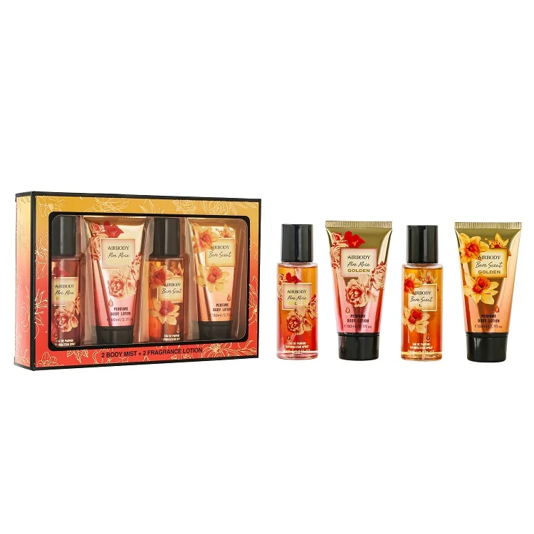 Trending Products 2024 New Arrivals 4PCS Gift Set Fragrance Lasting 80ml +88ml 2PCS Body Lotion 2PCS Body Splash Perfume