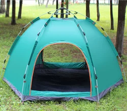 Unique Fully Automatic Hexagonal Windproof And Waterproof Hiking Outdoor Hunting Multiplayer 3 Seasons Camping Tent