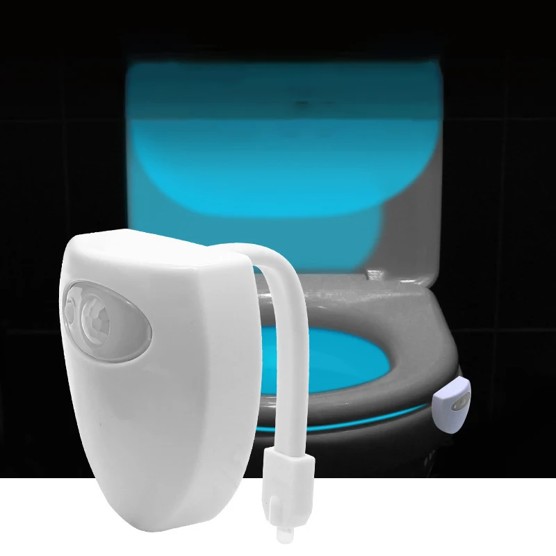 Bathroom 8 Colors Motion Activated Led Toilet Bowl Light Waterproof Human Motion Sensor Toilet Night Light