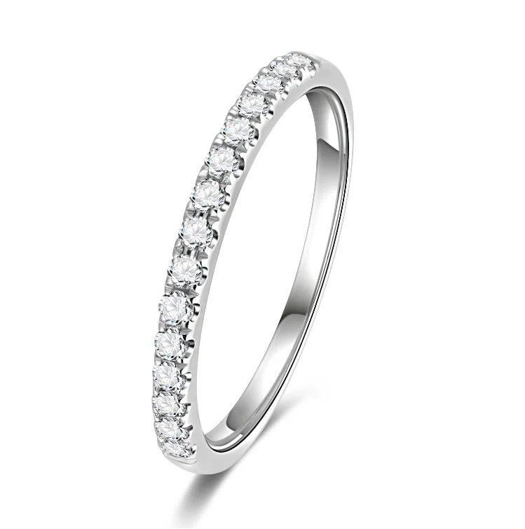 Megan high quality factory direct Wholesale price Half Eternity DEF white gold Moissanite diamond wedding Engagement ring women