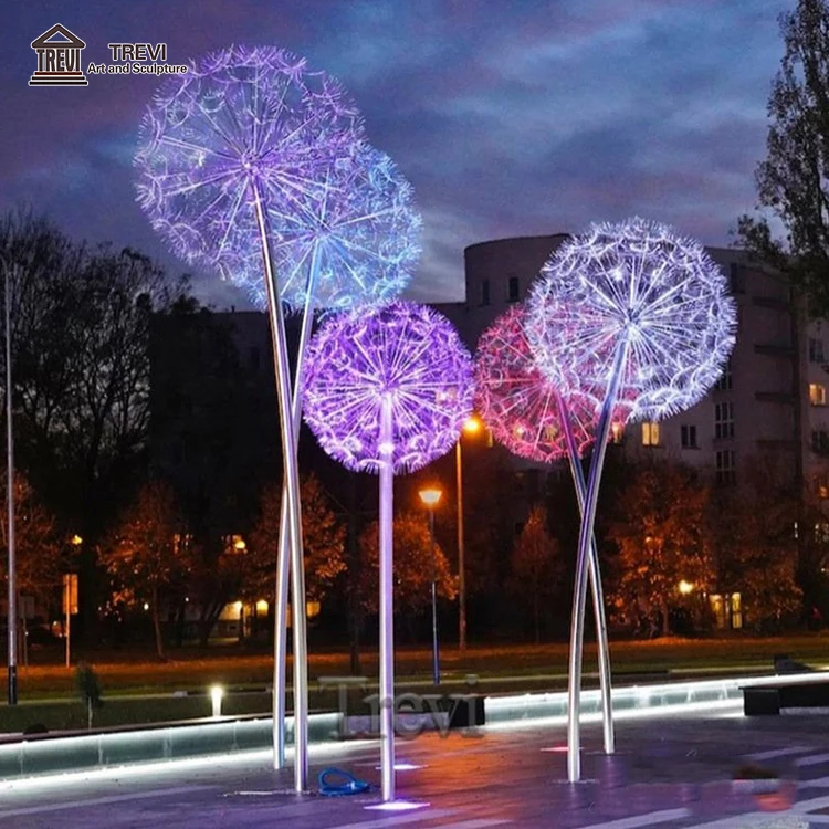 Garden Art High Quality Stainless Steel Decorative Colorful Statue with Light Sculpture