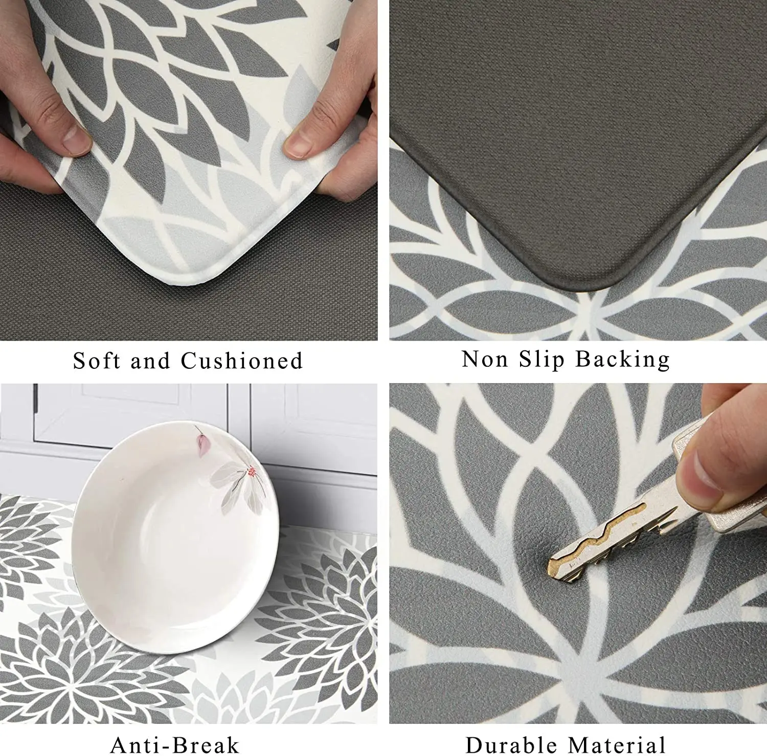 New Custom Anti Fatigue Non Skid Kitchen Floor Mats Cushioned Comfort Standing Kitchen Rugs and Mats for Floor