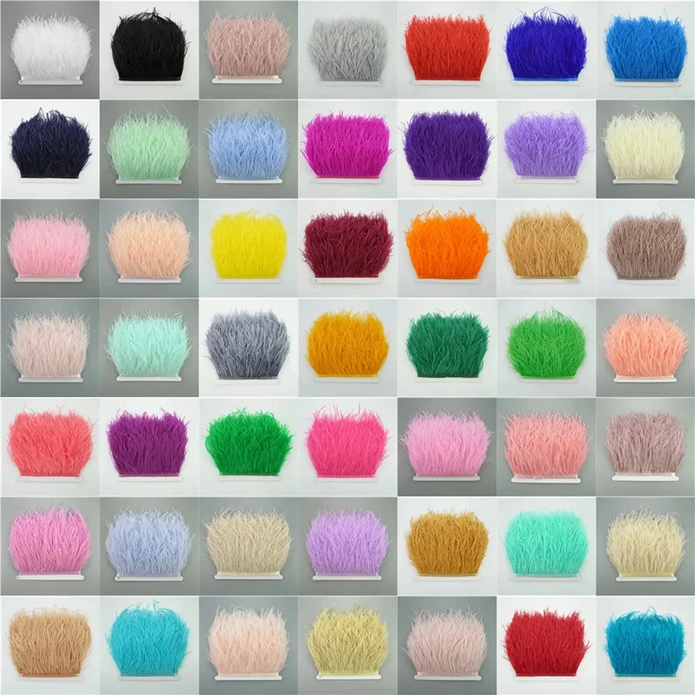8-10 Cm Ostrich Feather Fringe In White Feathers Ostrich Feather Fringe Costume Applique Ribbon Trimming Clothing Trim