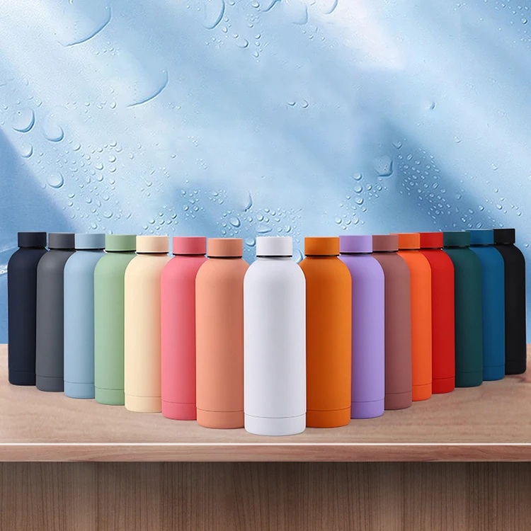 Small Mouth Flasks Vacuum Thermos Sports Bottle Thermoses Stainless Steel Sports Cup Water Bottle With Rubber Paint