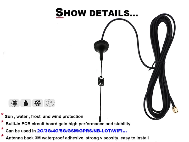 3dbi Sucker Antennas Wifi Outdoor High Gain 868mhz Antenna Suction Cup Antenna For Communications