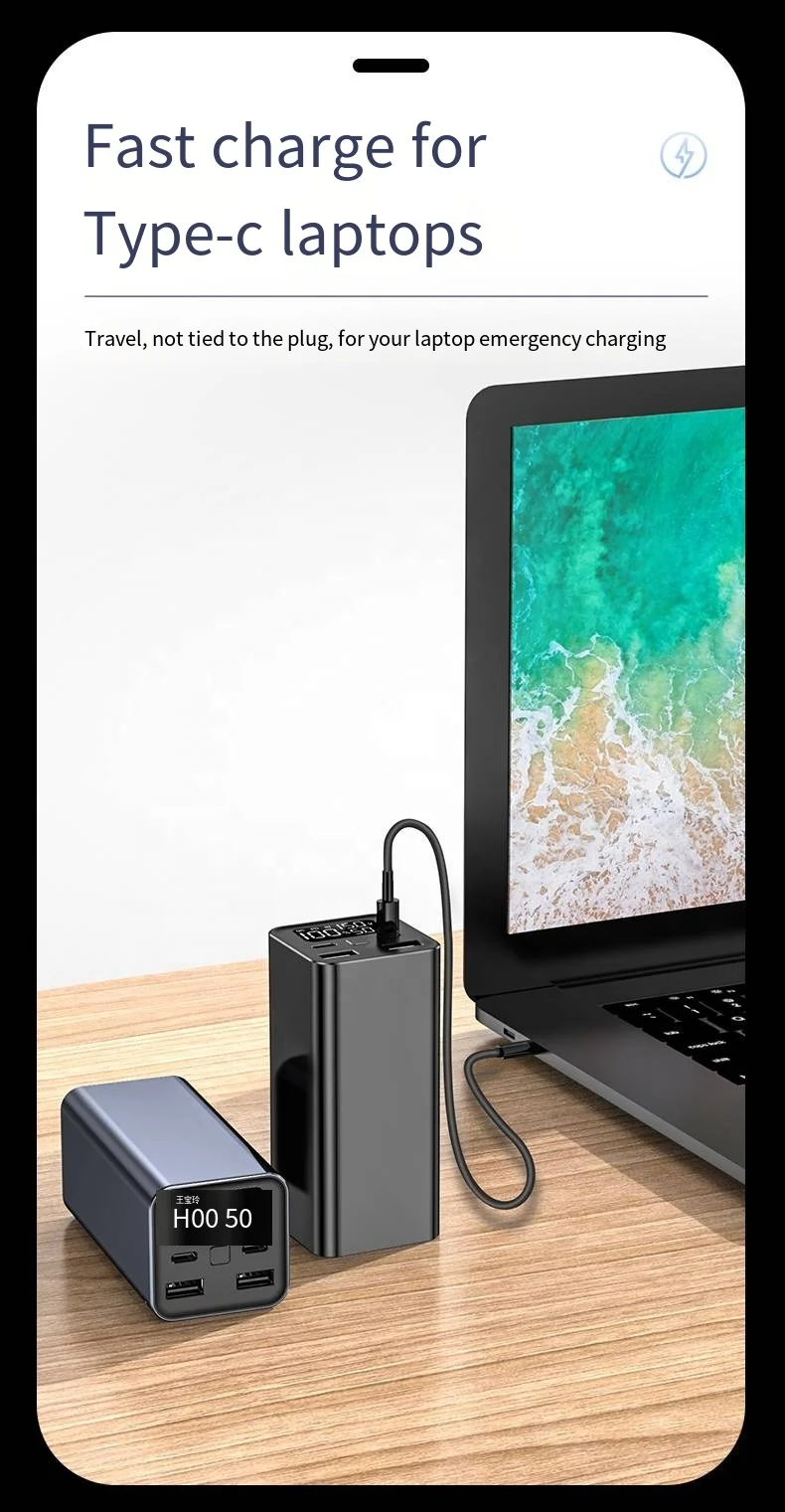 New product Built in Dual USB PD 65W Type C Ports Charge several devices 20000mah Fast charger power bank For Laptop