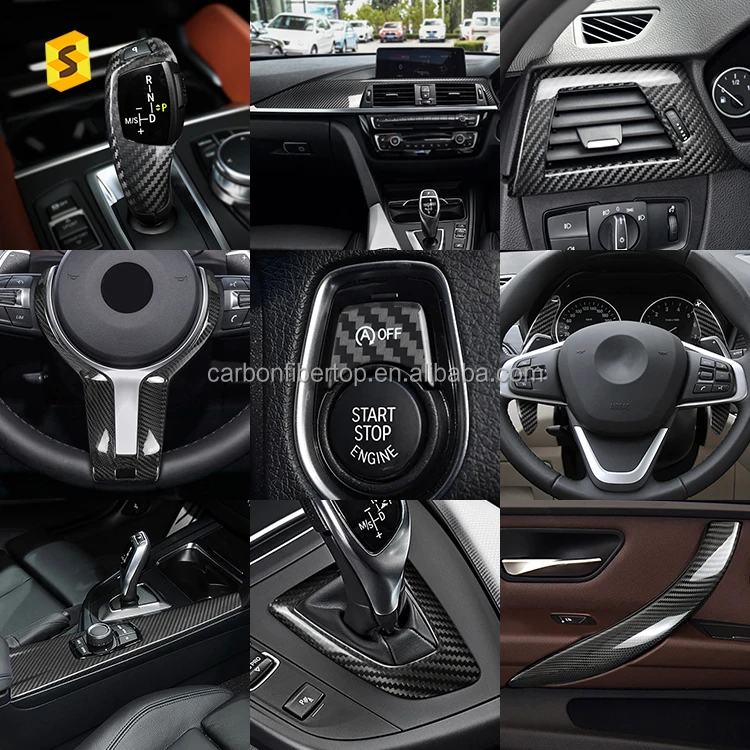 ES Car Interior Accessories Real Carbon Fiber Car Dashboard Trim For BMW  F30 F31 F34 F33 Factory Price Carbon fiber