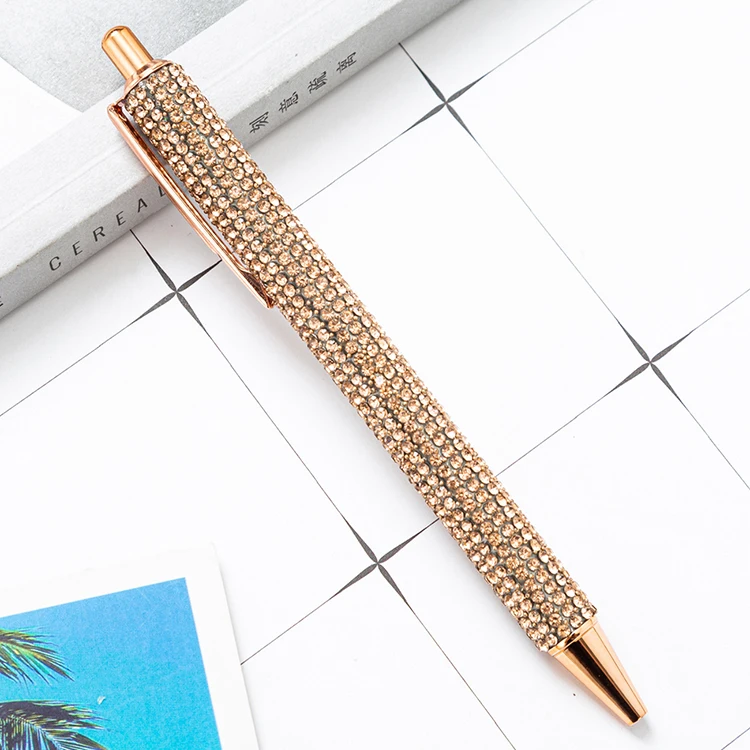 Luxury creative crystal body office school girls ballpoint pen promotion business gift ball pen