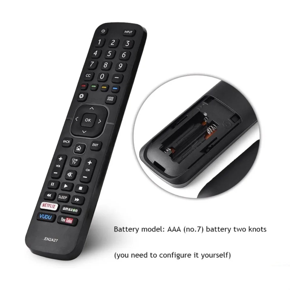 EN2A27 Remote Control for Hisense TV Remote LED ULED UHD HDTV 4K Android Smart TV with Netflix, Amazon, Vudu, You Tube Button