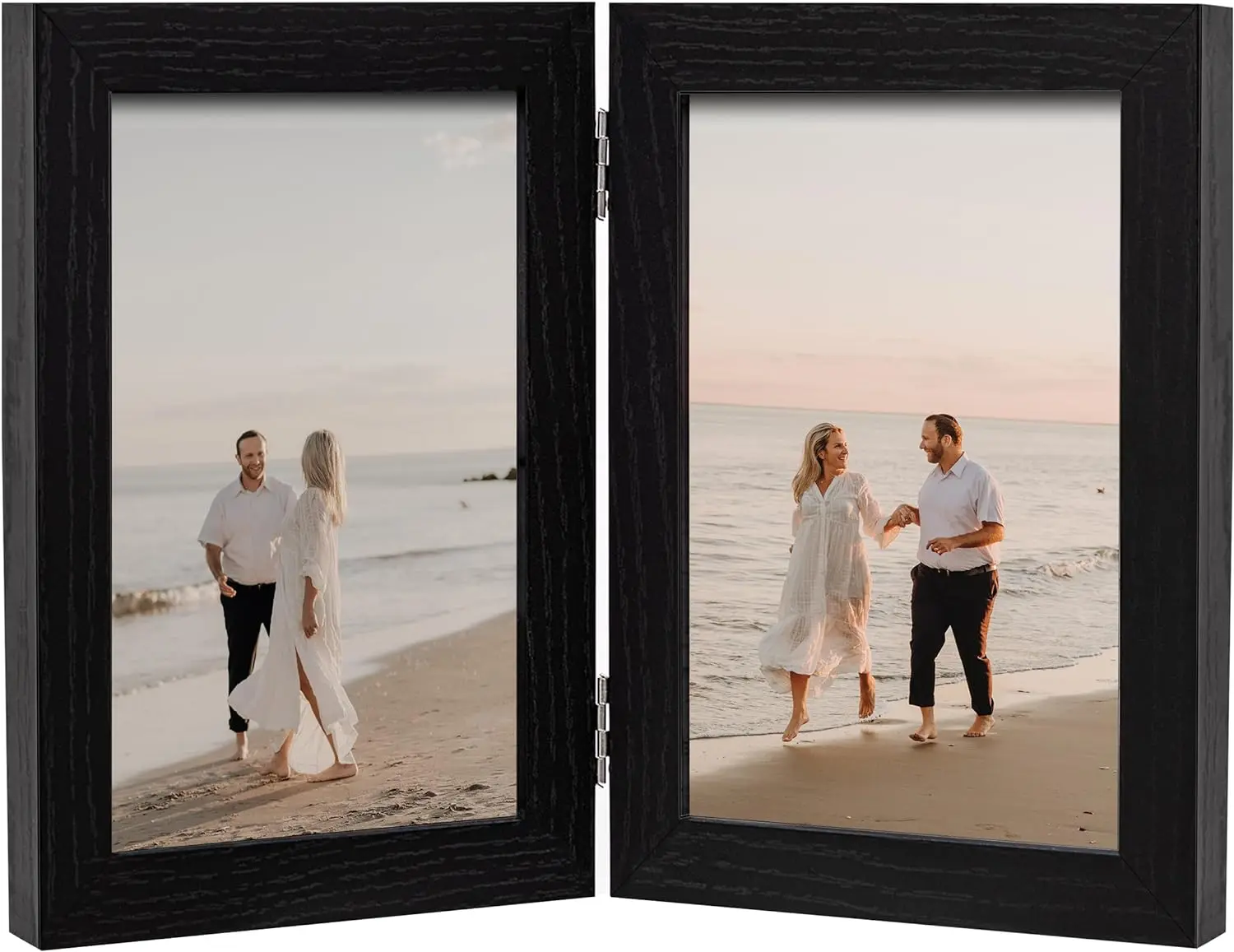 Wedding Anniversary Wooden Photo Frame Memory Personalized Gift for Woman Man Double Hinged photo Picture Wood Frame