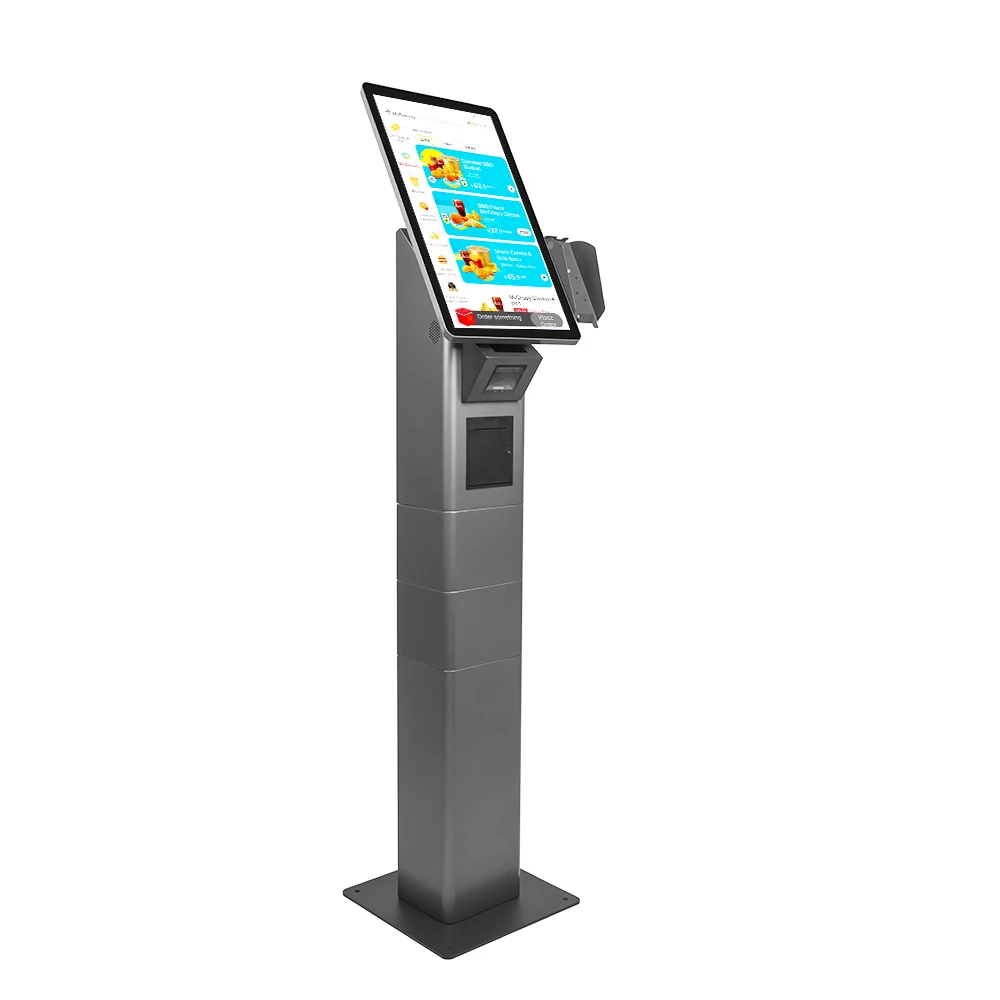 Custom desktop/colomn 21.5 inch flat capacitive touch screen pos terminal holder self service kiosk market