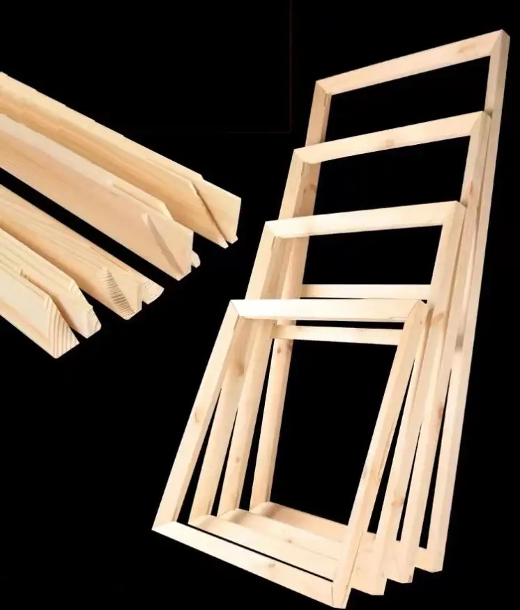 2025 Hot Sale Custom Size Pine Wood Frame with Tenon Wooden Stretcher Bars Painting Frame For Stretching Canvas