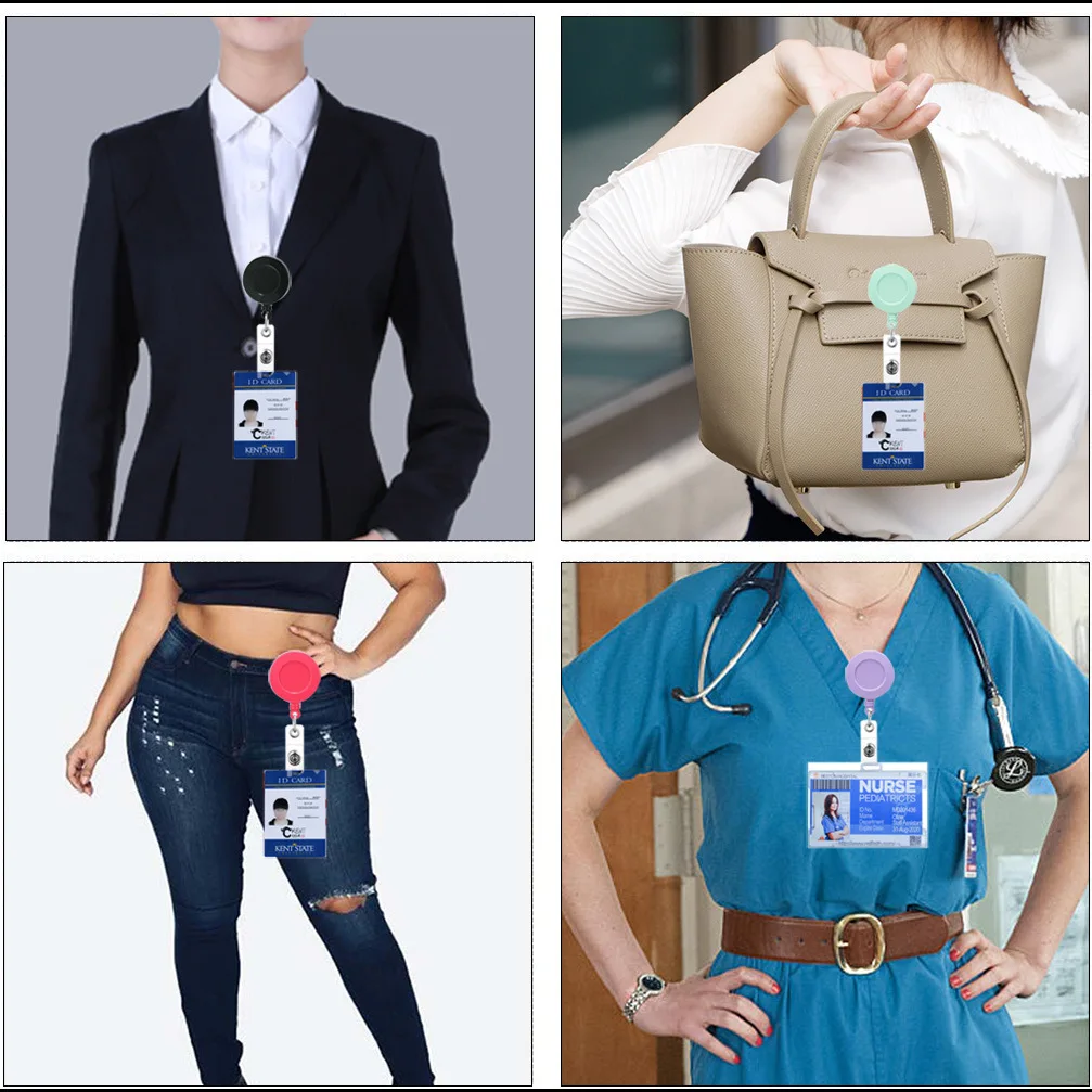 Wholesale custom 360 Rotate Plastic Retractable Yoyo Name Card Reel resin ID Badge Holder with Metal Alligator Clip accessories