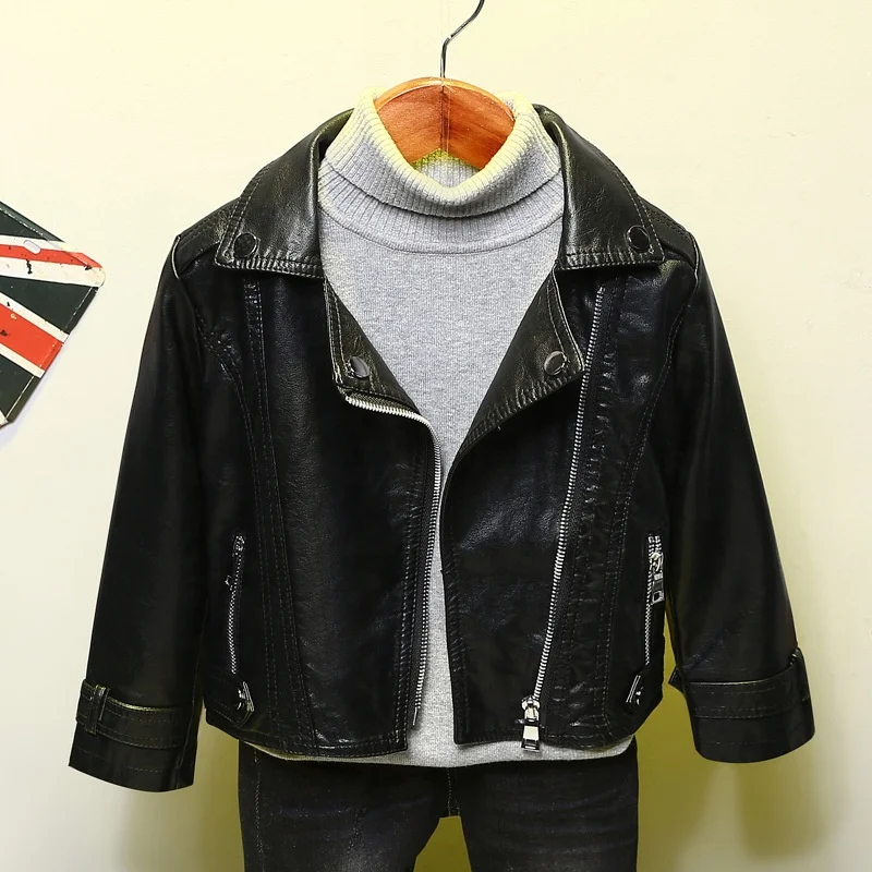 2022 Baby Girl Boy Spring Autumn Winter PU Coat Jacket Kids Fashion Leather Jackets Children Coats Clothes