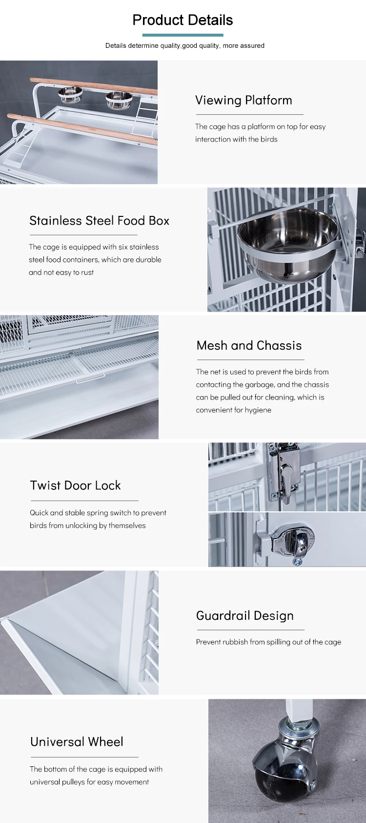 China Large Parrot Cage Stainless Steel Strong Lovebird Breeding Flight Cage For Parrot Macaw Play Top With Wheels