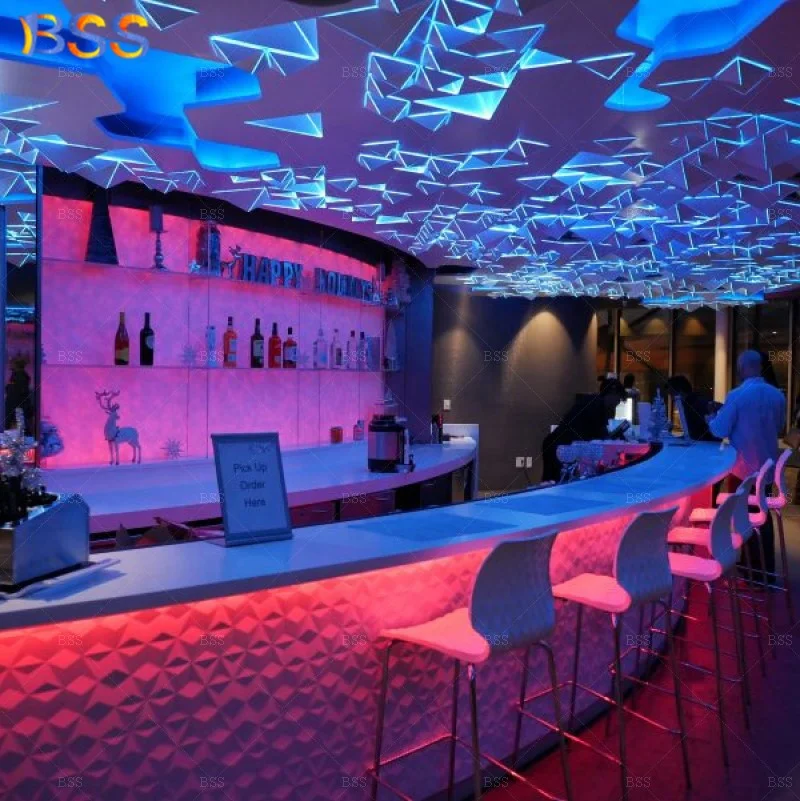 Динамические изображения кафе магазина барной стойки современный дизайн белый прочный светодиодный светильник изогнутая стойка для и бара