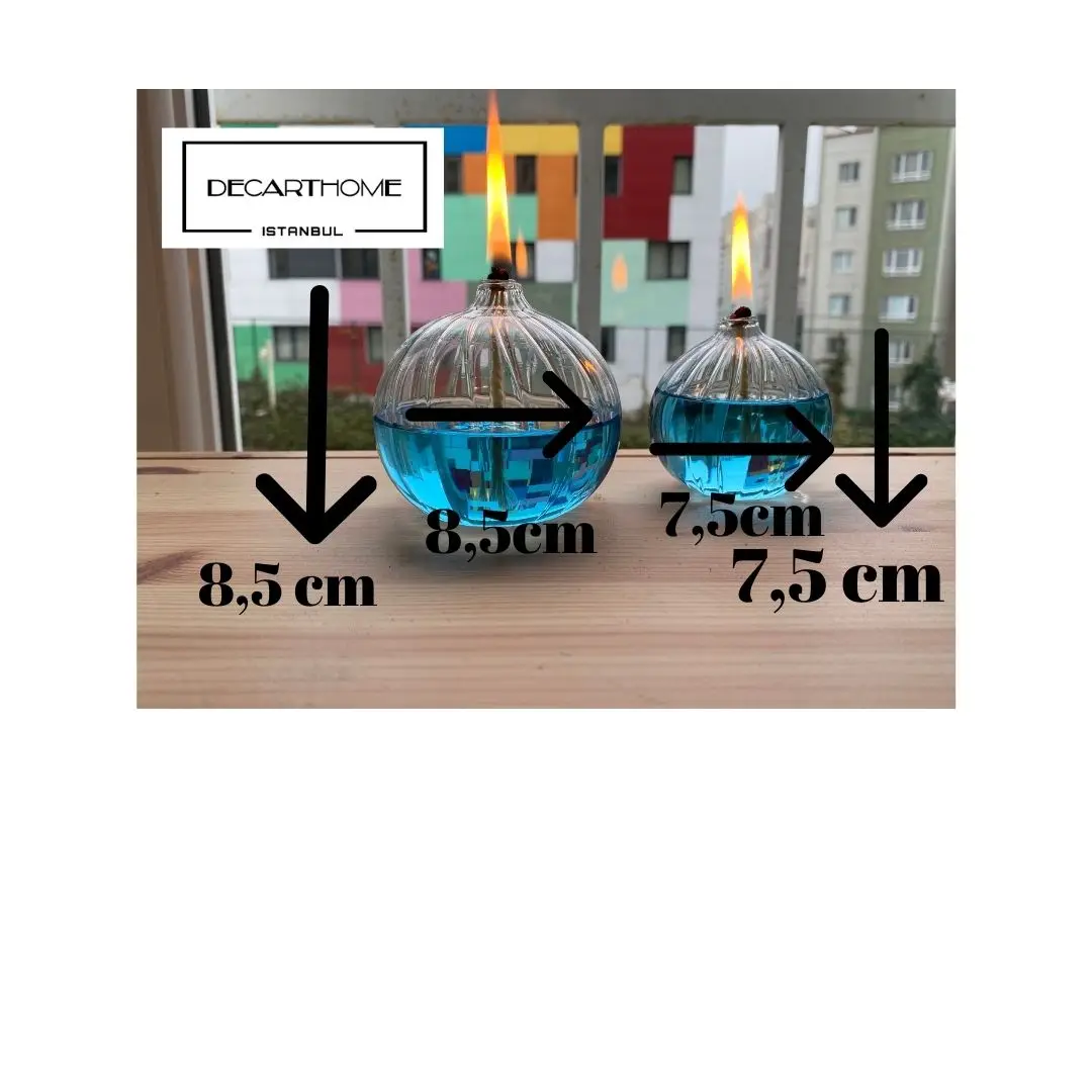 VGT Cheap Wick Holder Hand Blown Antique Colored Table Decorative Pyrex Glass Oil Lamp with Wicks