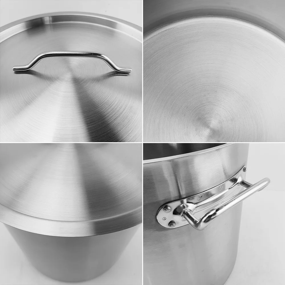 Elegant Cookware Commercial Induction Stainless Steel Soup Stock Pot With Cover Lid