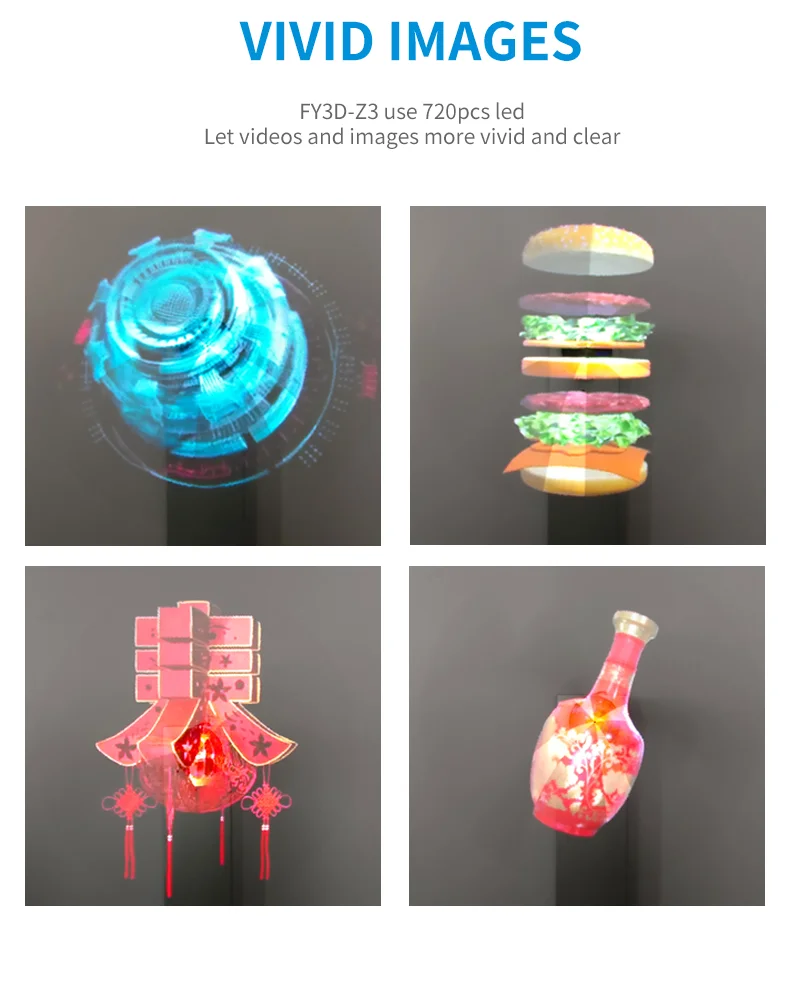 Newest  3D Holographic Hologram 3D Hologram Android Advertising Display Led Fan Player Showcase