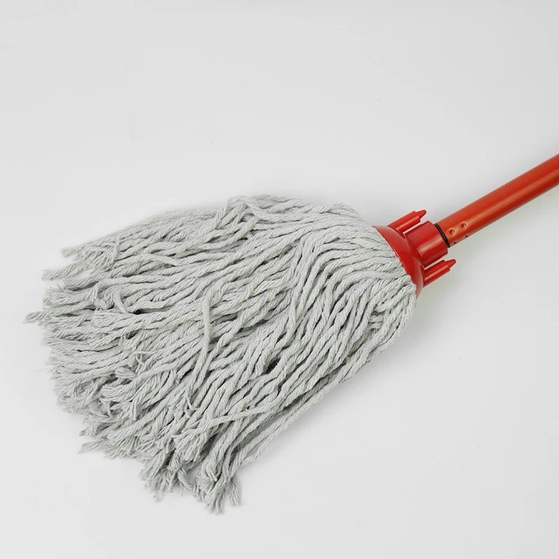 High Quality White Cotton Mop Head Plastic Screw Head Best Water Absorbent Wet Cotton Yarn Strip Mop