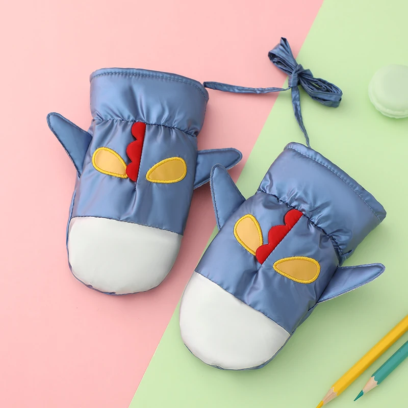 Cute kids mittens cycling outdoor gloves baby boy animal pattern thermal winter mittens