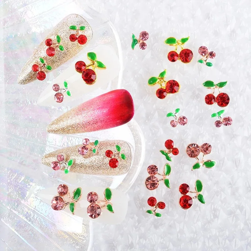 3D alloy cherry nail art charms red-cherry nail accessories 3D nail art jewelry
