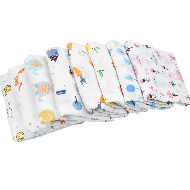 Custom Baby Muslin Blankets 100% Organic Cotton Or Cotton Bamboo Super Soft Baby Muslin Swaddle Blanket For Newborns