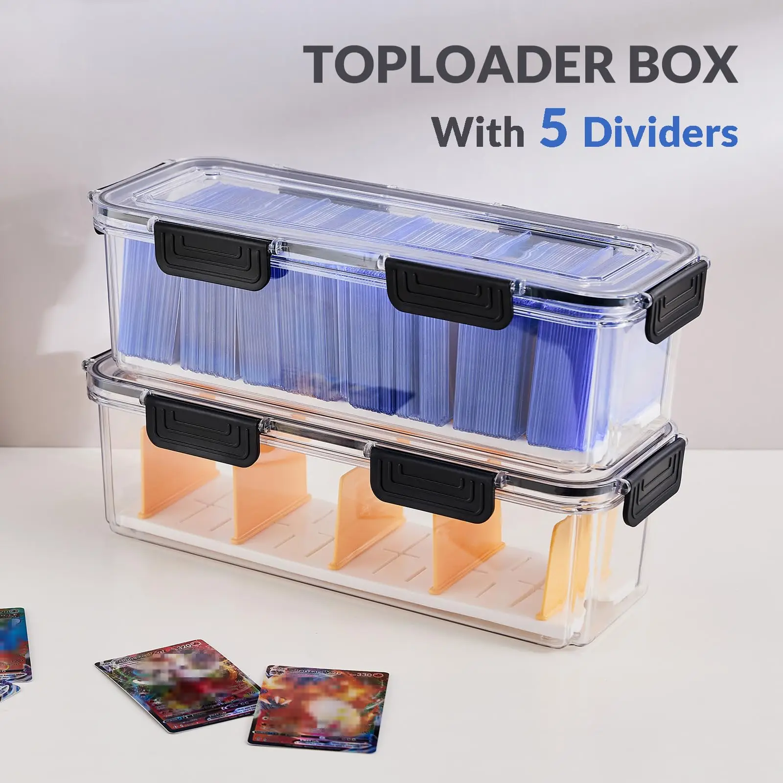 Может вместить 165 Toploaders или ящик для хранения 650 карт жесткий пластиковый TCG