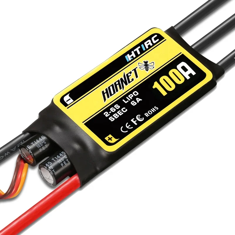 Бесщеточный контроллер Hornet 100A ESC 2-6S SBEC Hobbywing для радиоуправляемых FPV квадрокоптеров самолетов вертолетов