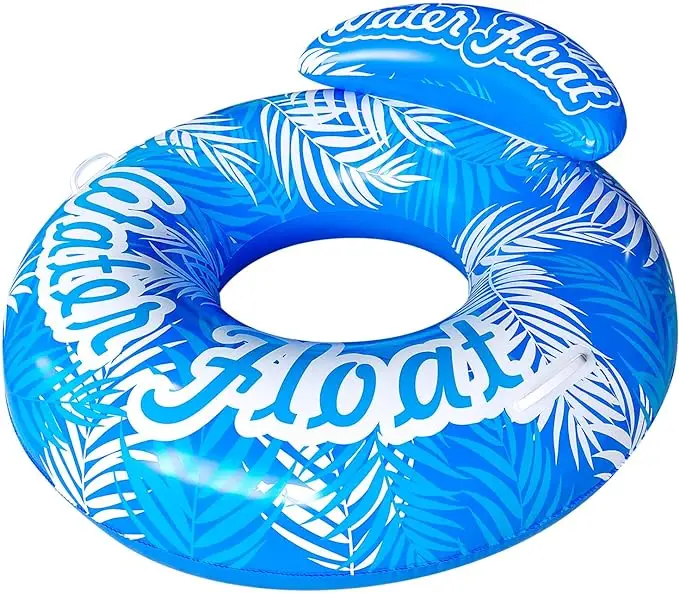 Adult Blue Inflatable Beach Chair Floating Air Sofa Raft with Two Handles Pool Pontoon and Lake Pontoon for Swimming