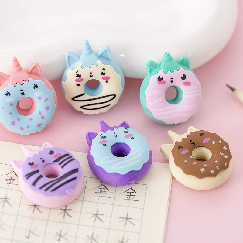 2023 Wholesale  Kawaii Donut Unicorn Cute Cartoon Random Erasers for  Student