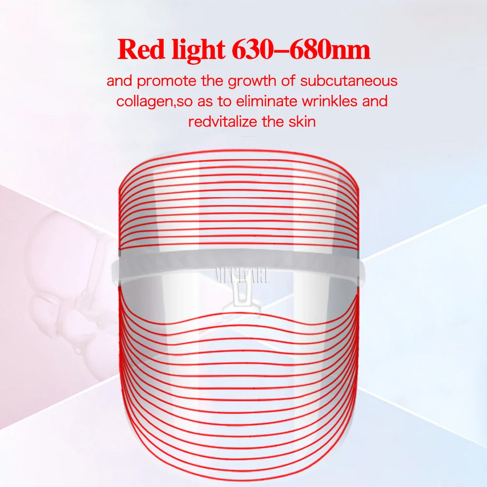 
LED Light Beauty Face Mask Instrument 3 Colors Facial SPA Photon Therapy Treatment for Anti Wrinkle Acne Skin Rejuvenation 