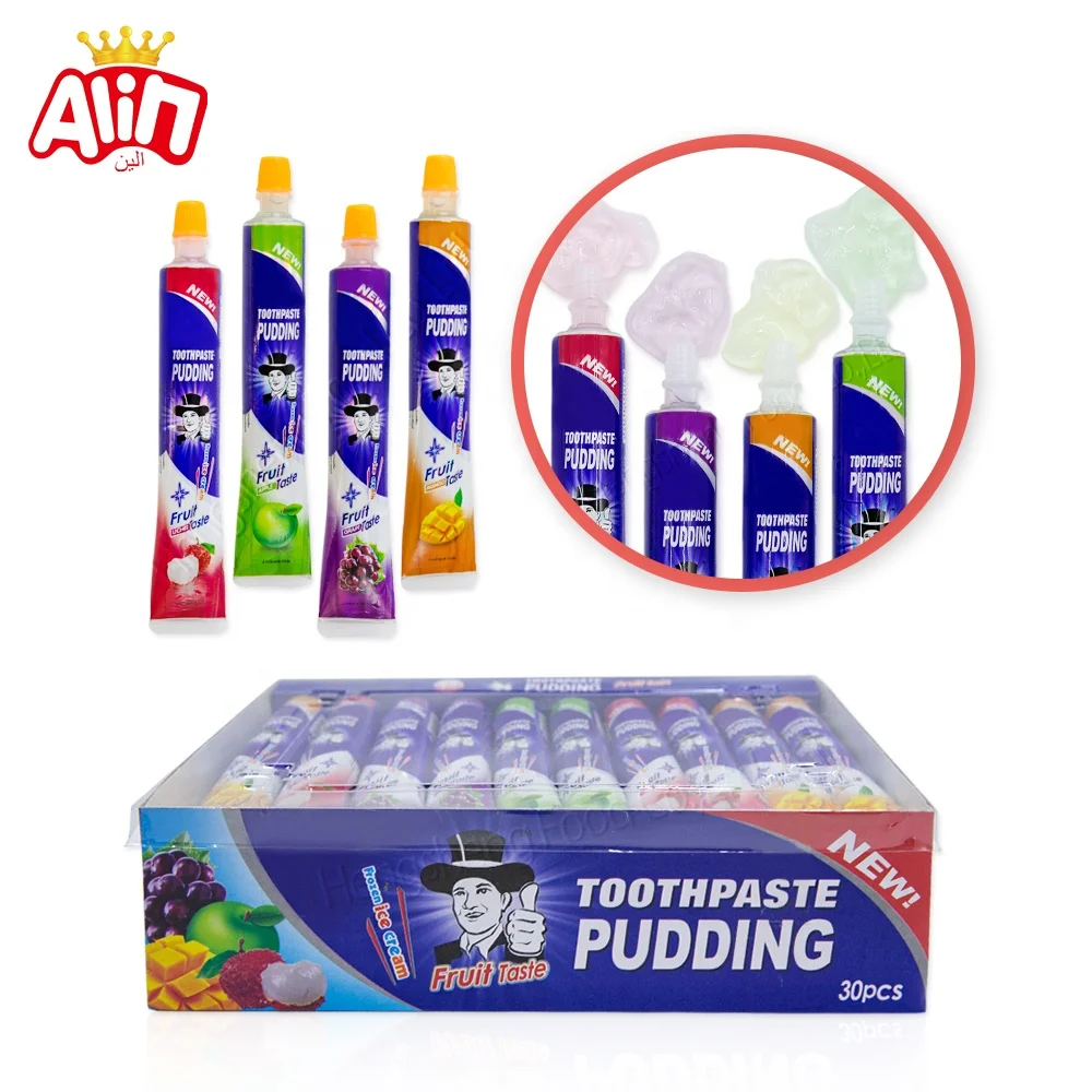 hot seller candy halal customizable Black toothpaste fruit pudding with jam