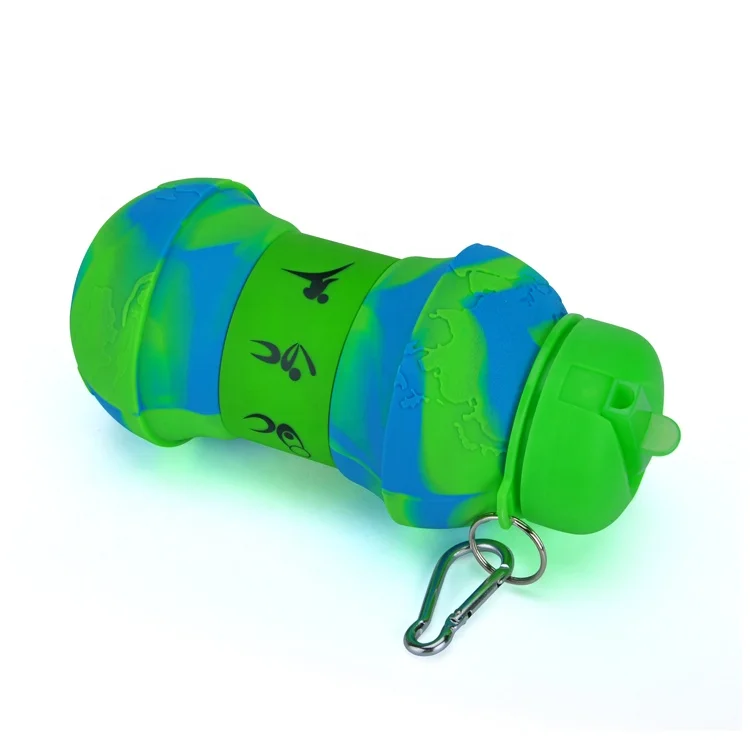 Lightweight BPA Free Silicone Foldable Water Bottles with Carabiner