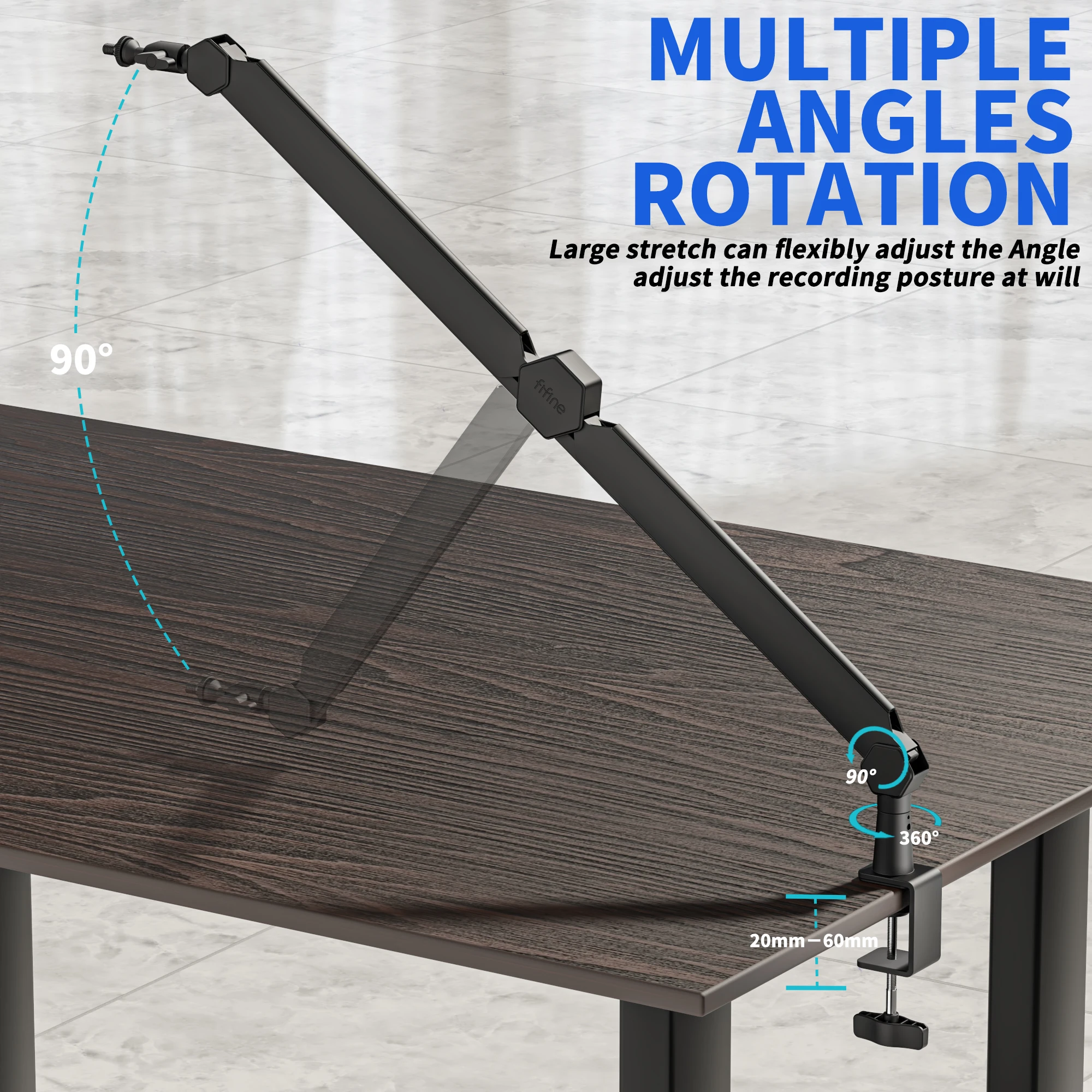 Fifine Adjustable Desktop Microphone Stand Detachable Table Mic Arm Scissor Boom Stand Flexible Microphone Holder for Podcasting
