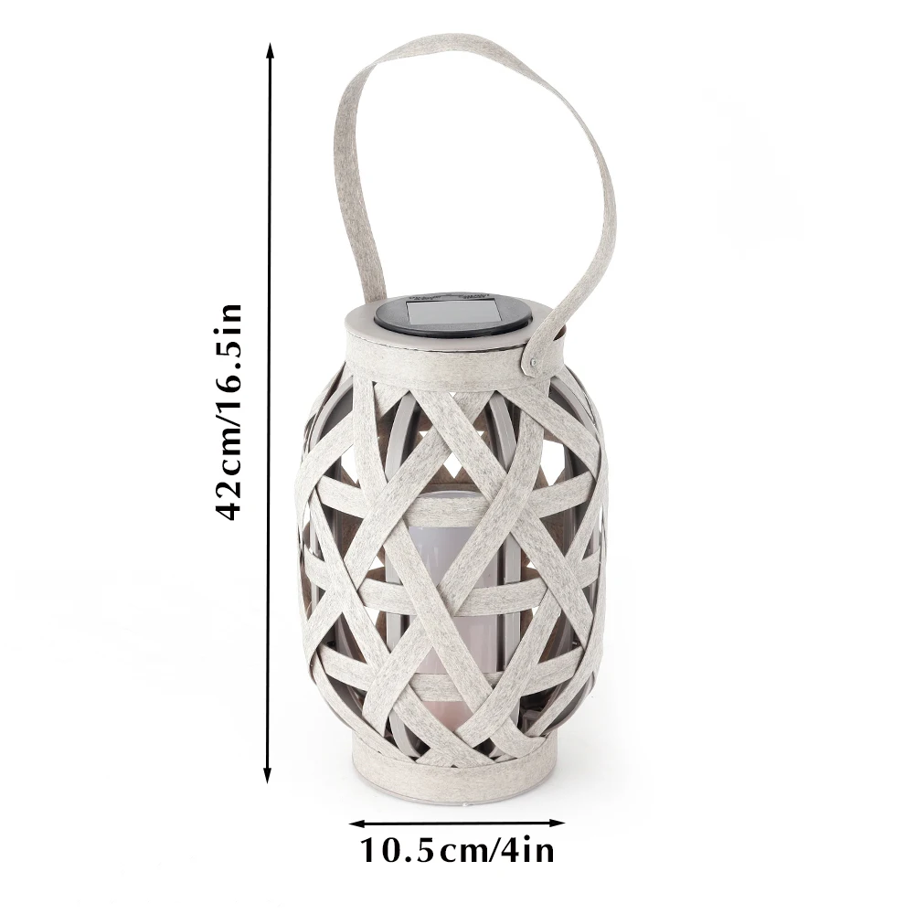 Outdoor Hanging Plastic Weaving Solar Lantern Portable Garden Solar Lamp with Solar Panel