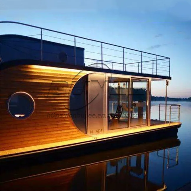 Modern Mobile Home On The Water Pontoon Boathouse Small Floating Homes Tiny House Boat Hot Sale