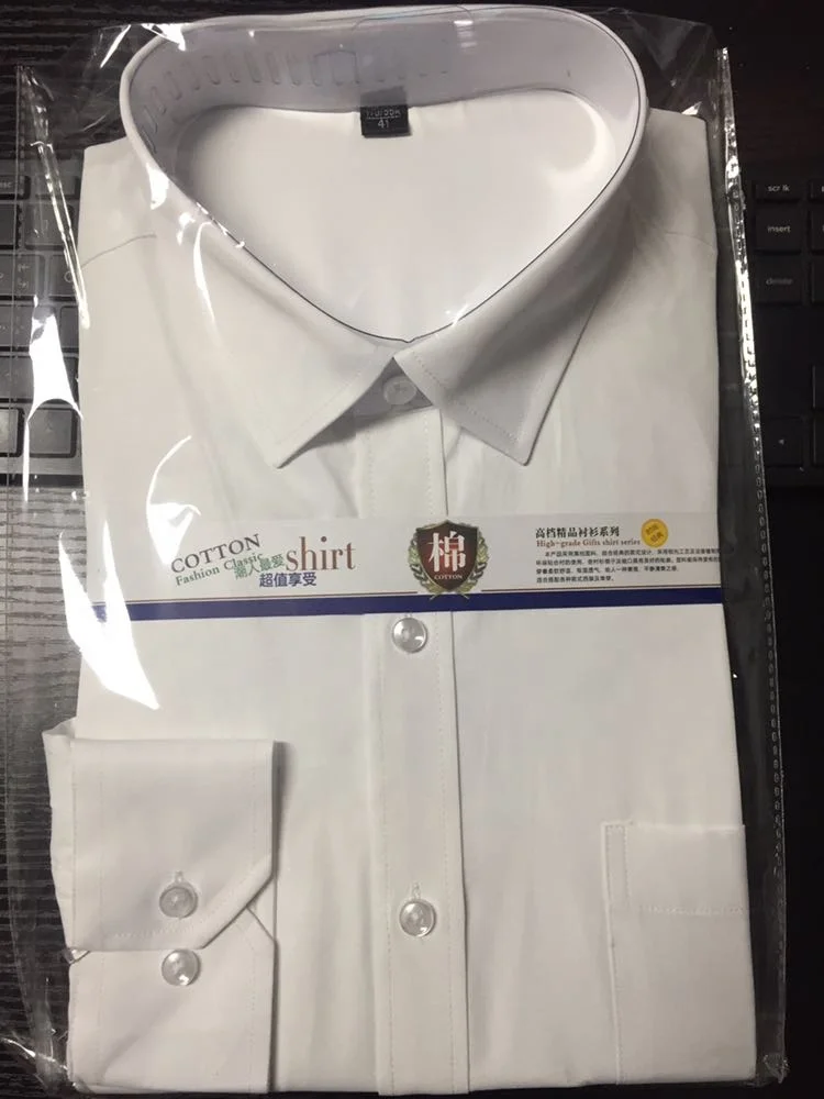 High quality spring white mens long sleeve business plain formal office dress shirt