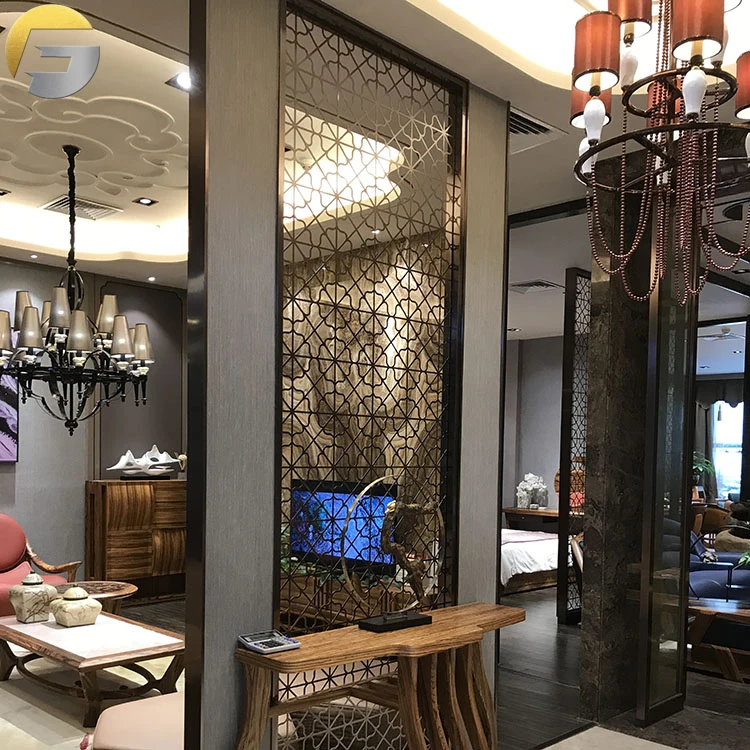 V0759 Free Sample Laser Cutting Hanging Metal SS Room Divider For Conference Room
