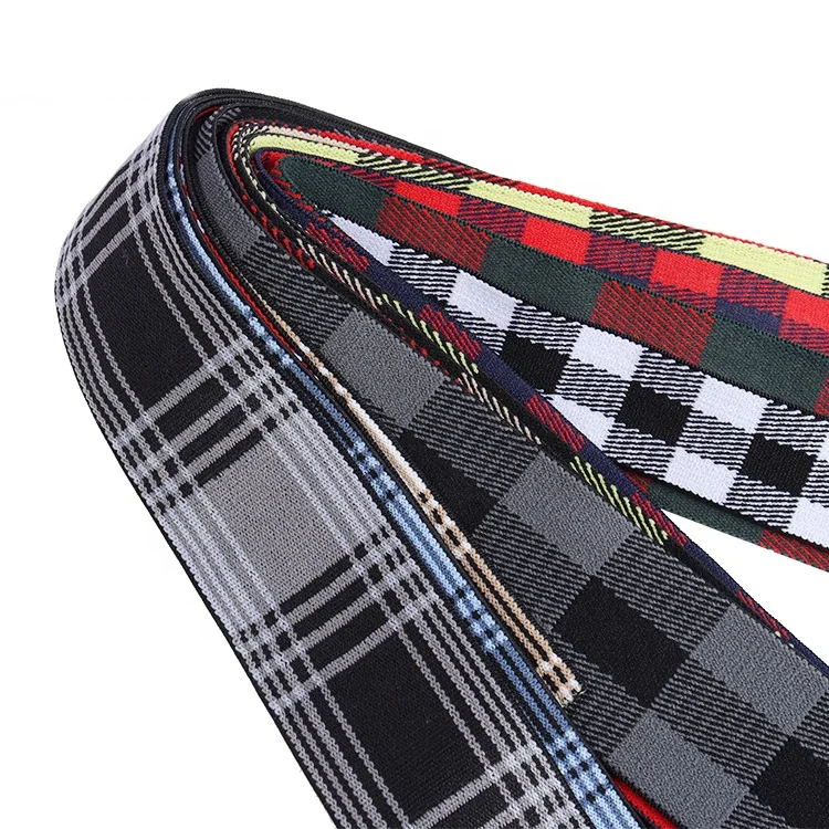 Scottish Tartan Checked Pattern Jacquard Elastic Band Sustainable for Garments Bags Shoes Home Textiles