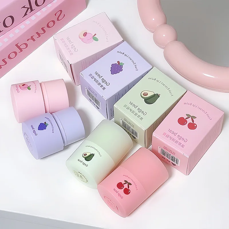 Gegebear Wholesale Fruit Flavors Lip Overnight Repair Moisturize Lipstick Mask 13g Pink Cherry Peach Jar Lip Balm Cream