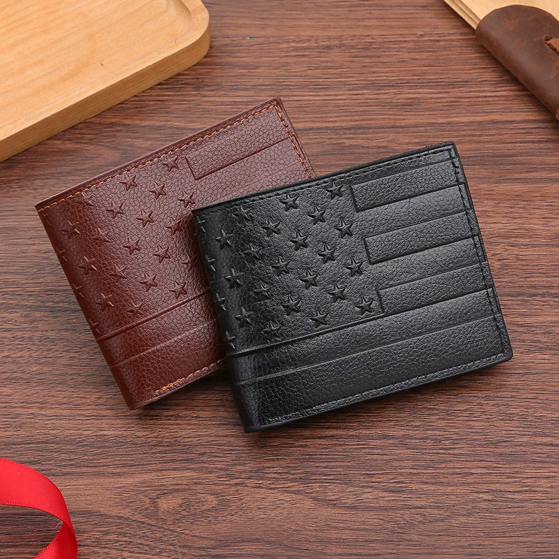 Creative Star Embossed PU Leather Wallet Slim Money Clips Mens Wallet Card Holder Vintage Cash Bifold Short Purse Wallet