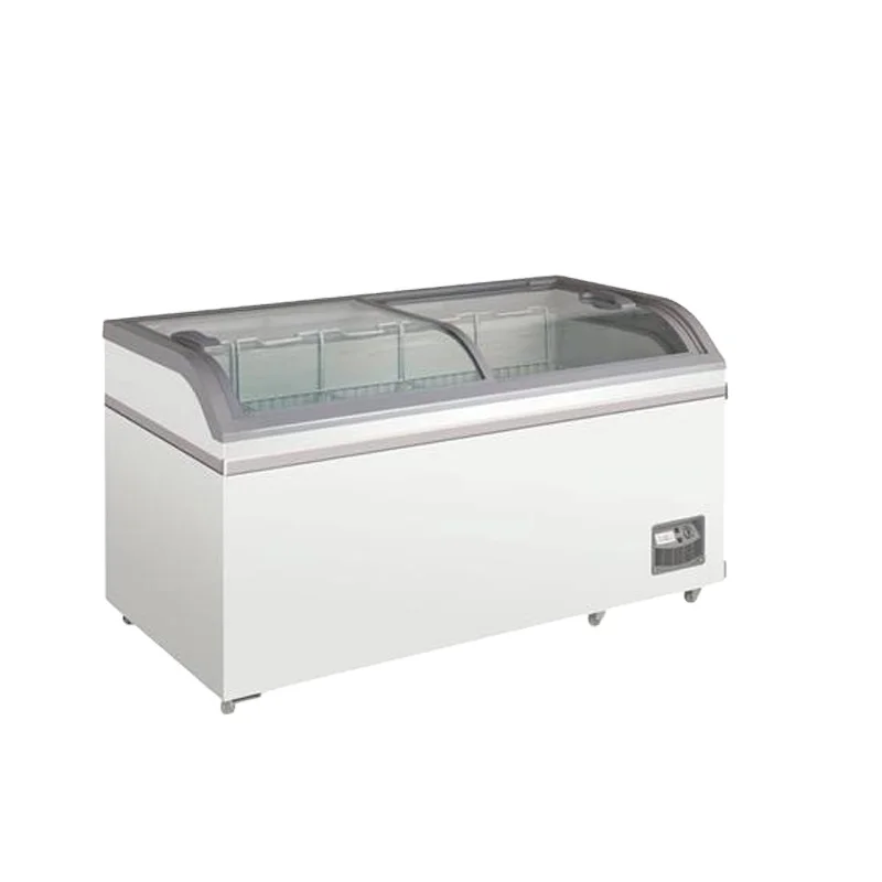 Deep combined island freezer used supermarket frozen food display