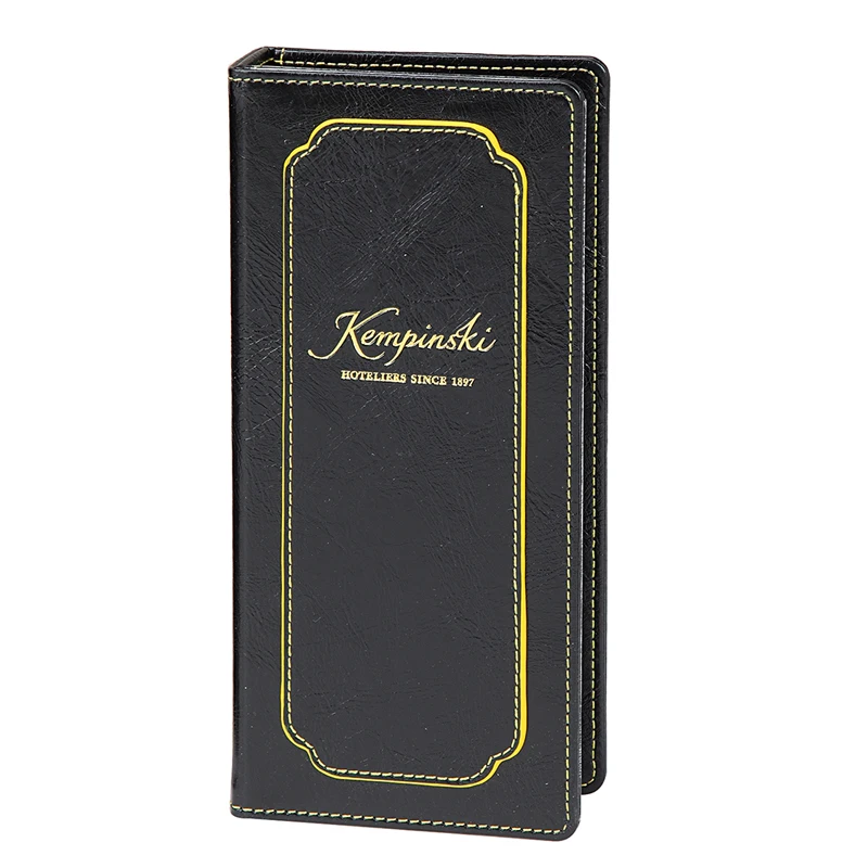  black Faux leather guest directory leatherette file folder luxury presentation for hotel lobby meeting Guest