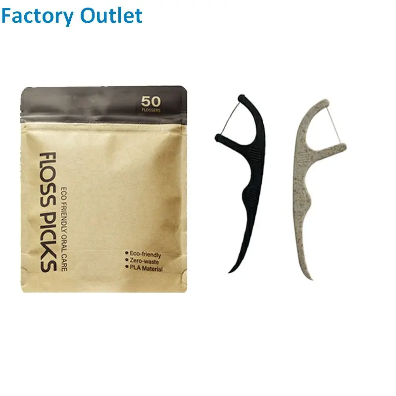 Organic Eco friendly natural mint bamboo charcoal dental floss pick floss sticks customized paper box packing floss picks
