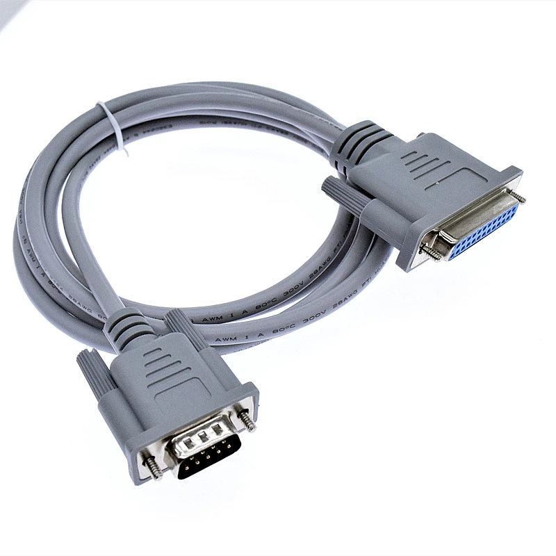 DB25 female to DB9 male Serial RS232 Null Modem Cable