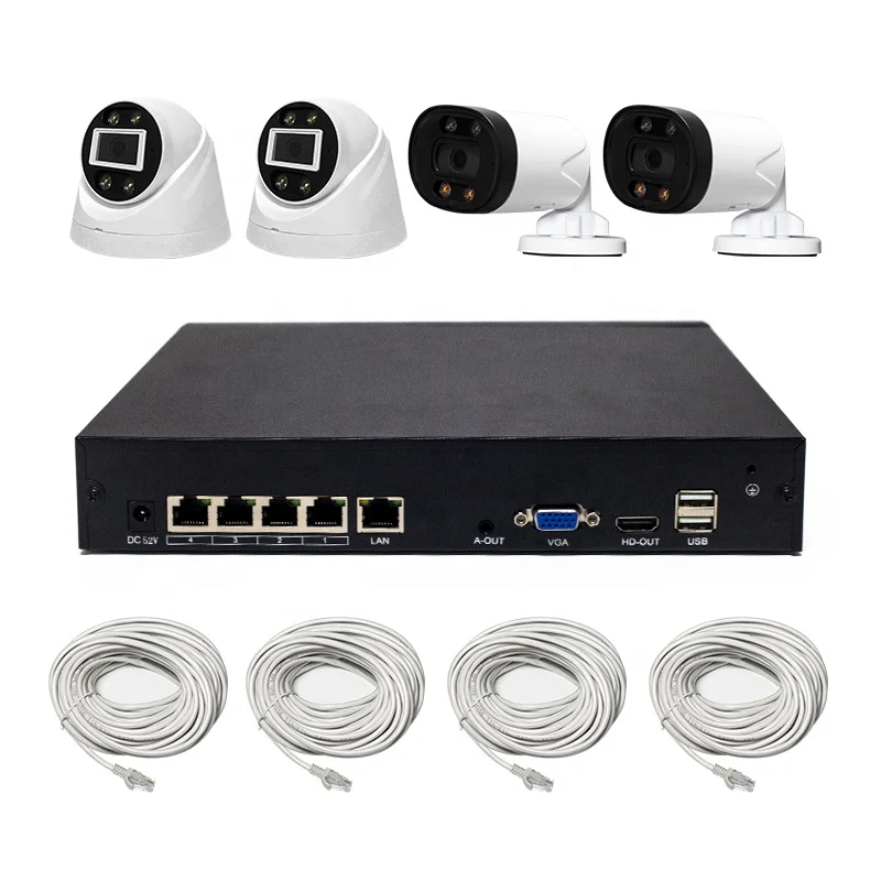 Bestech CCTV Surveillance Home Security System 4 Channel NVR FULL HD 4MP Real-Time Mini Bullet Dome IP Camera