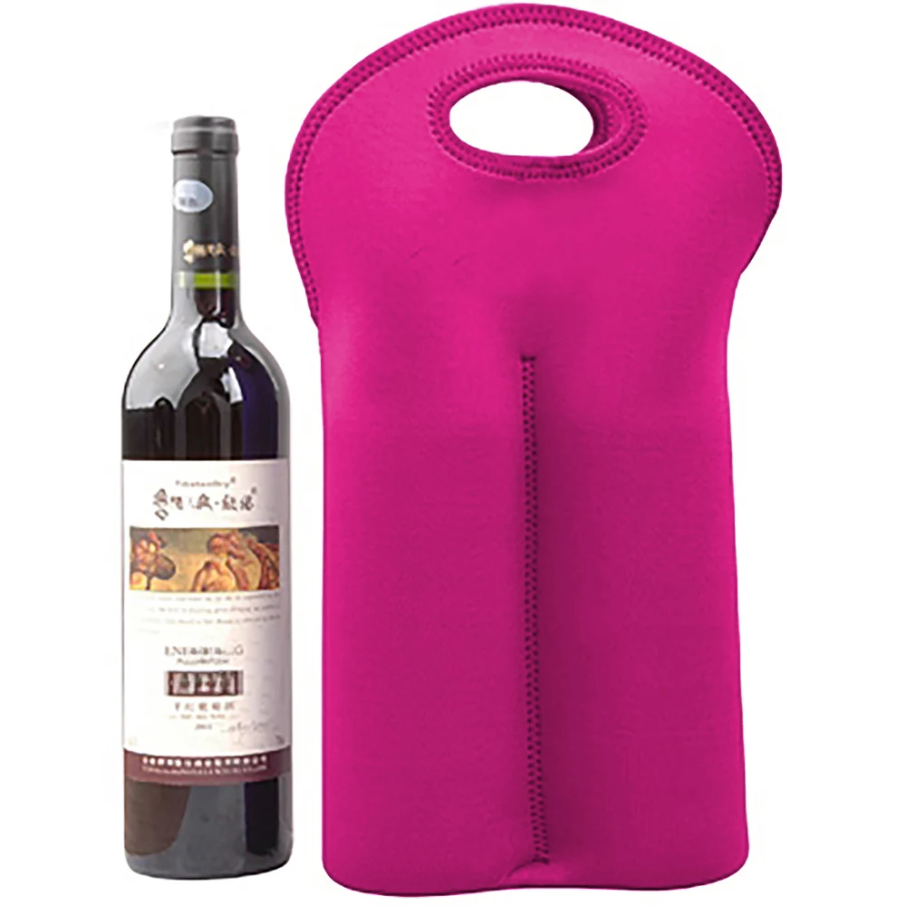 Custom Wholesales LOGO Print Soft Insulated Black Neoprene Bag Outdoor Lunch Tote Cooler Bag Neoprene Wine Bag For Wine Bottles