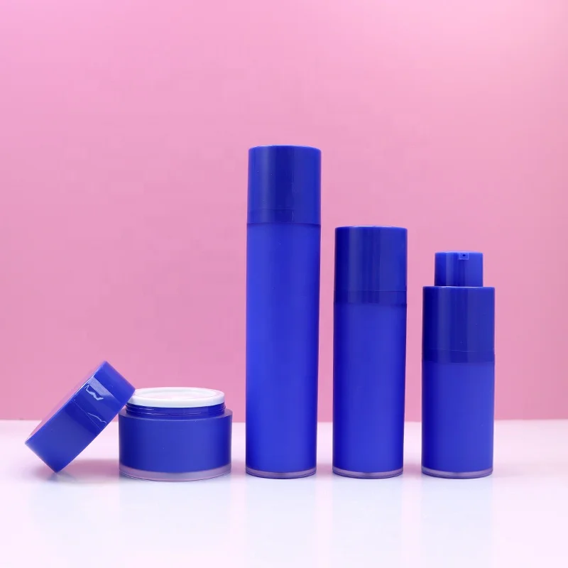 custom crimp neck frosted blue 15ml 30ml 50ml 30g cream jar rotating lotion pump bottle