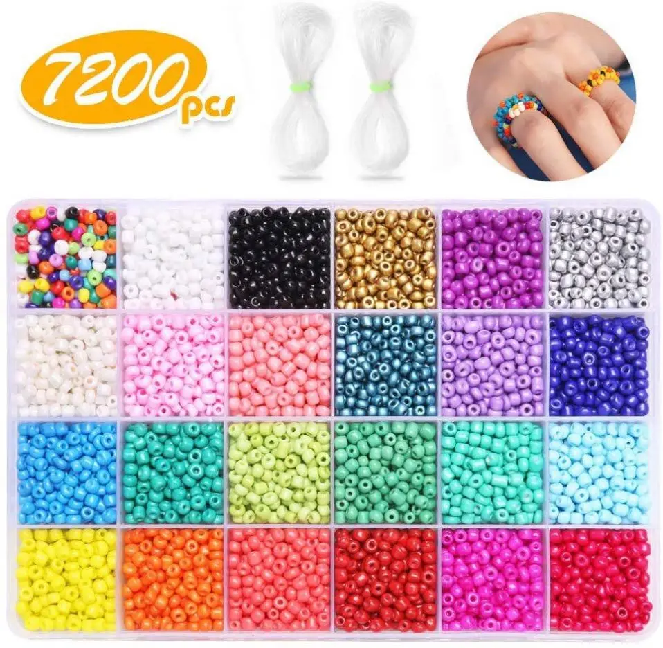 24 Grid 234 mm Glass Solid Color Rice Seed Beads Combination Set DIY Jewelry Bracelet Making Beading Material Cross Stitch Beads